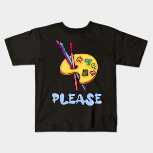 Please with art brushes and palettes for artist kids. Kids T-Shirt